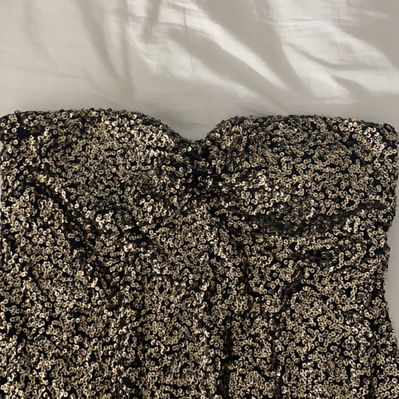 Dots Gold Sequin Strapless Dress Sz XL - Picture 2 of 4